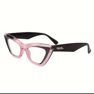 +2.50 Chic Pink and Black Cat-Eye Glasses Blue Light Blocking